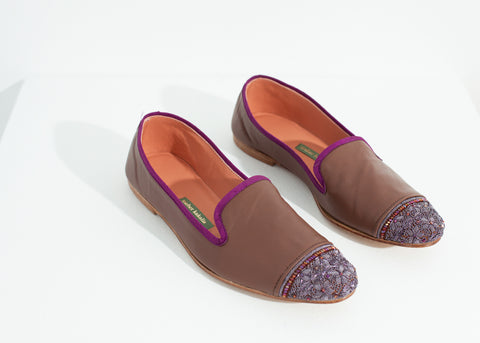 Bizi Cap Toe Loafer in Rose/Aubergine - michael-dev
