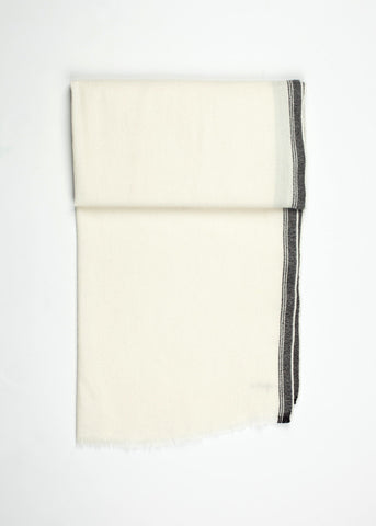 Edged Wool Scarf in Off White - michael-dev