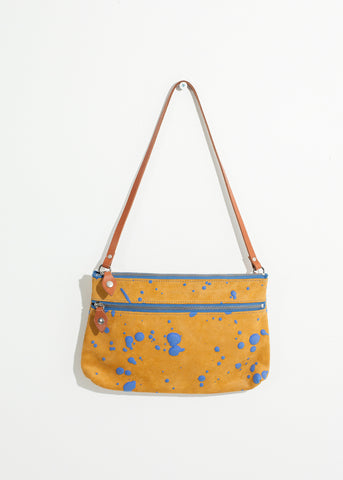 Ink Splatter Shoulder Bag in Mustard/Blue - michael-dev
