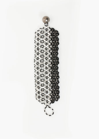 Lattice Bead Cuff in Silver/Black - michael-dev