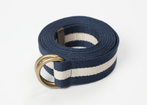 Striped Web Belt in Navy/White - michael-dev